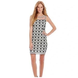 BADGLEY MISCHKA Embroiled Cocktail Sleeveless Black and white Mini Party Dress